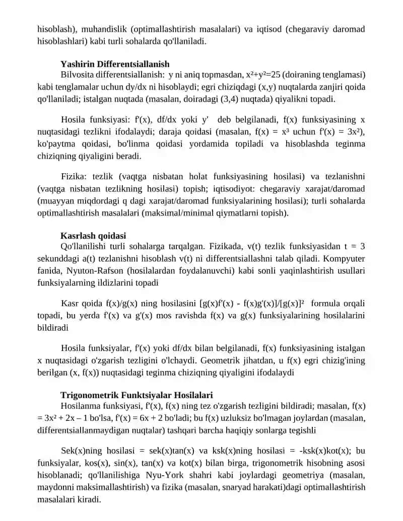 funiksiya hosilasi 2