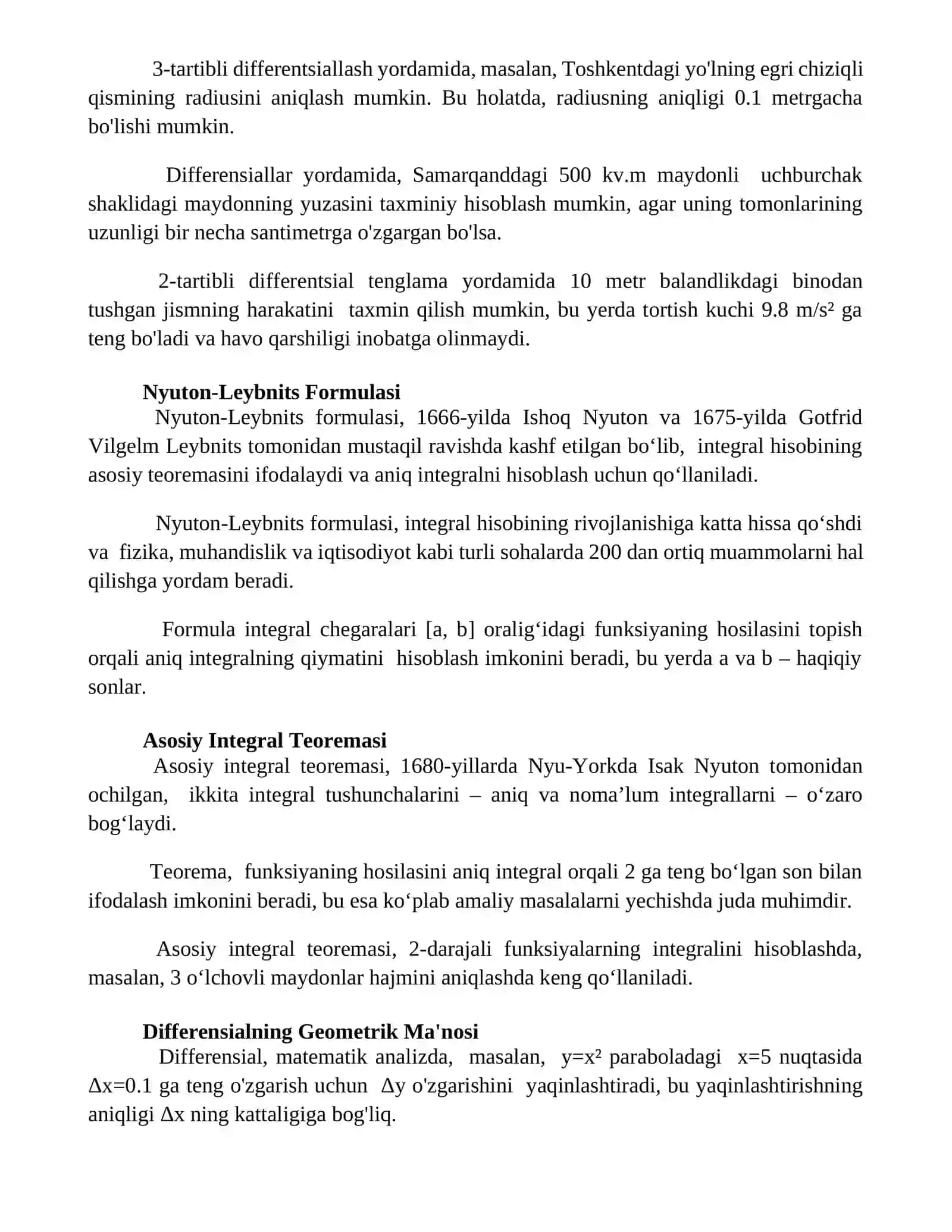 Differensial hisobning asosiy teoremalari rejali 2