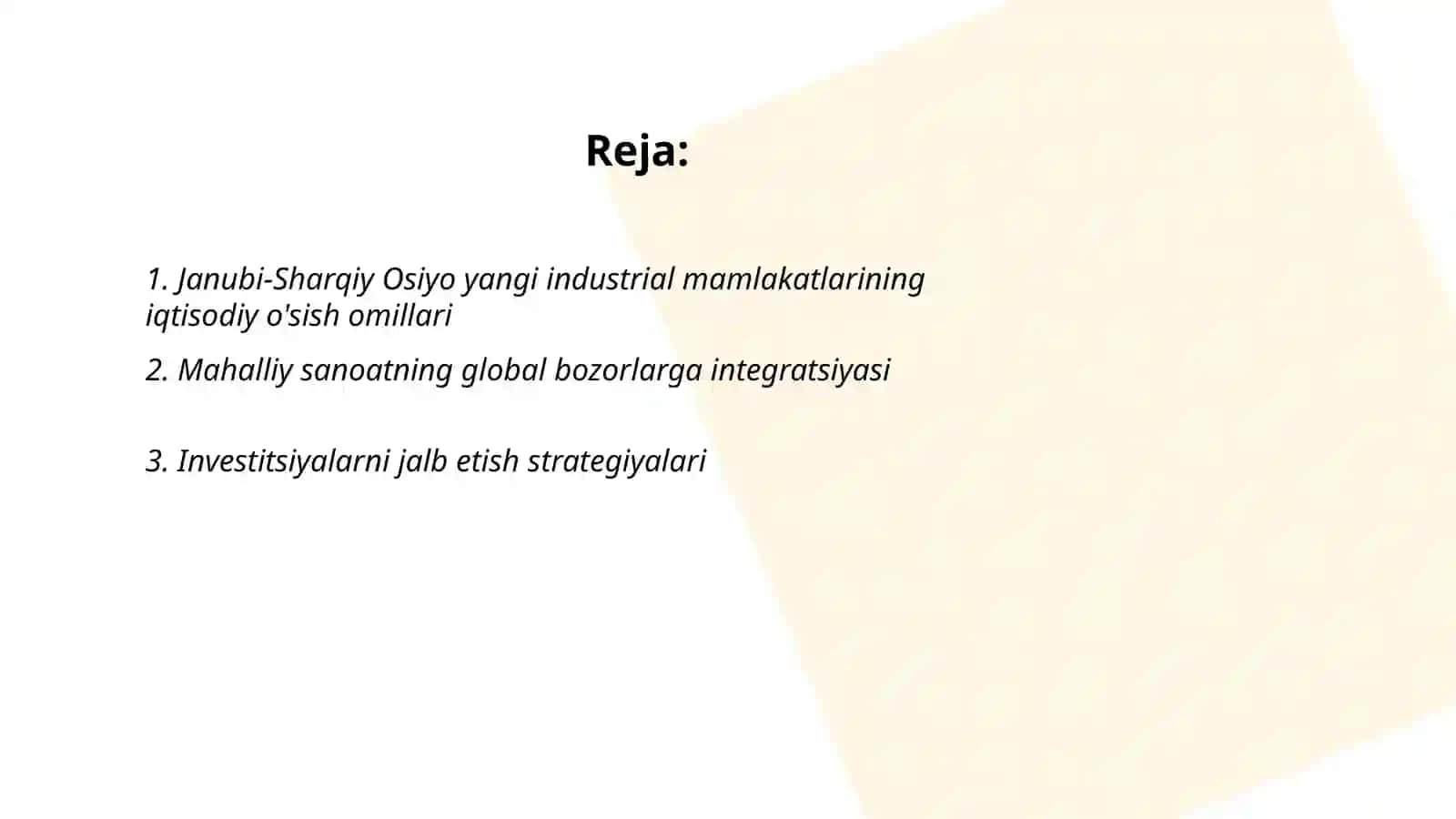 Janubi-Sharqiy Osiyo yangi industrial mamlakatlarida iqtisodiy rivojlanish muvaffaqiyatlari 2