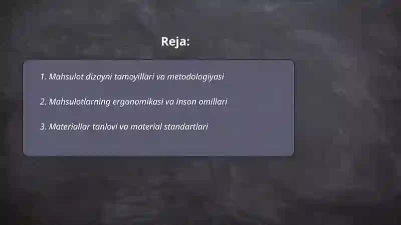 Mahsulotlarni loyihalashtirish va standartlashtirish 2