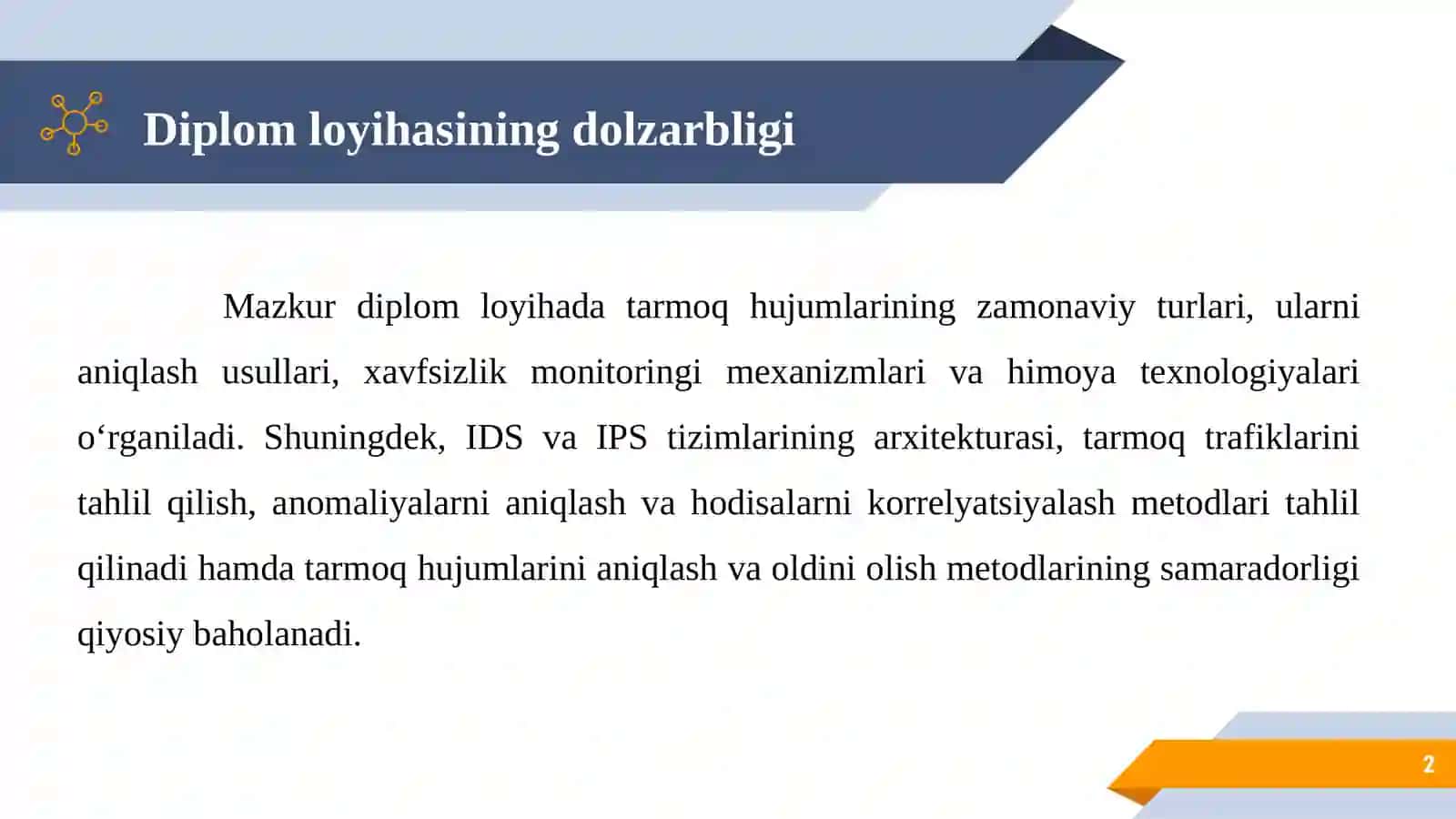 Tarmoq hujumlarini aniqlash va oldini olish metodlari tahlili 2