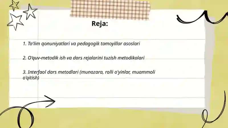 Ta'lim qonuniyatlari va tamoyillari Ta'limning metod va vositalari 2