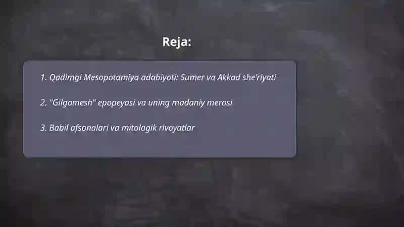 Qadimgi Mesopotamiya adabiyoti: Sumer va Akkad she'riyati 2