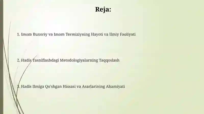 Imom Buxoriy va Imom Termiziyning hadis ilmiga qo’shgan hissalarini qiyosiy tahlili 2
