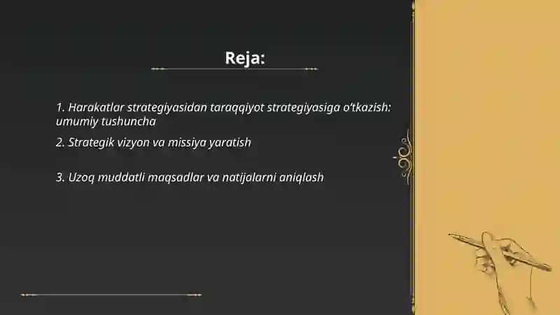Harakatlar strategiyasidan - taraqqiyot strategiyasi sari 2
