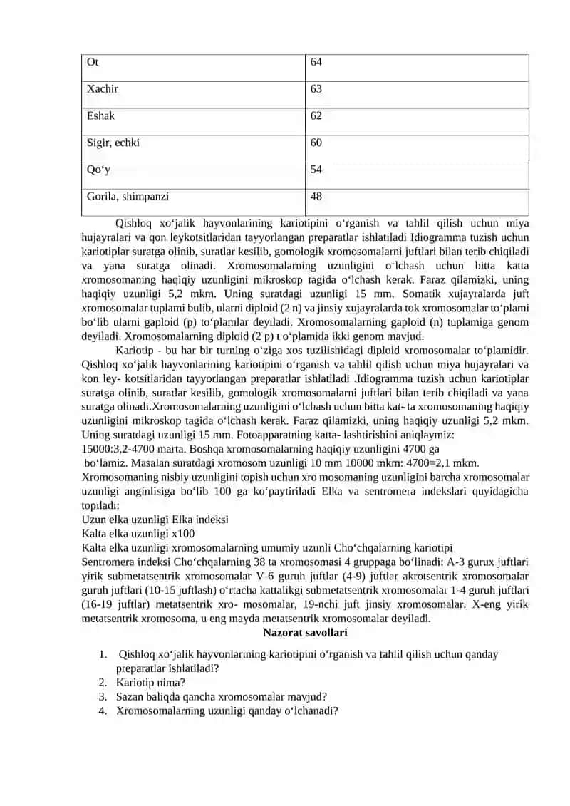 Xromosoma tuzilishi va xromosomalar to‘plamlari 2