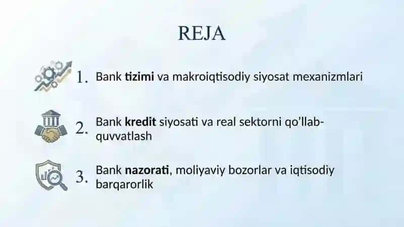 Bank tizimi orqali iqtisodiy siyosatni amalga oshirish usullari 2