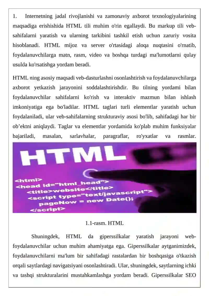 HTML tili. Giperssilkalar yaratish 2