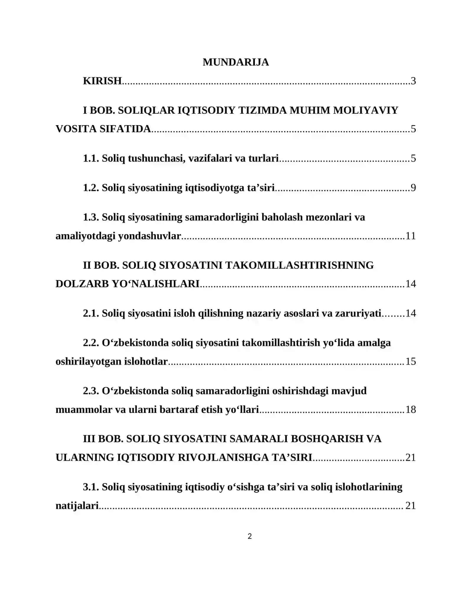 IQTISODIYOTDA SOLIQLARNING ROLI. SOLIQ SAMARADORLIGI MUAMMOLARI 2