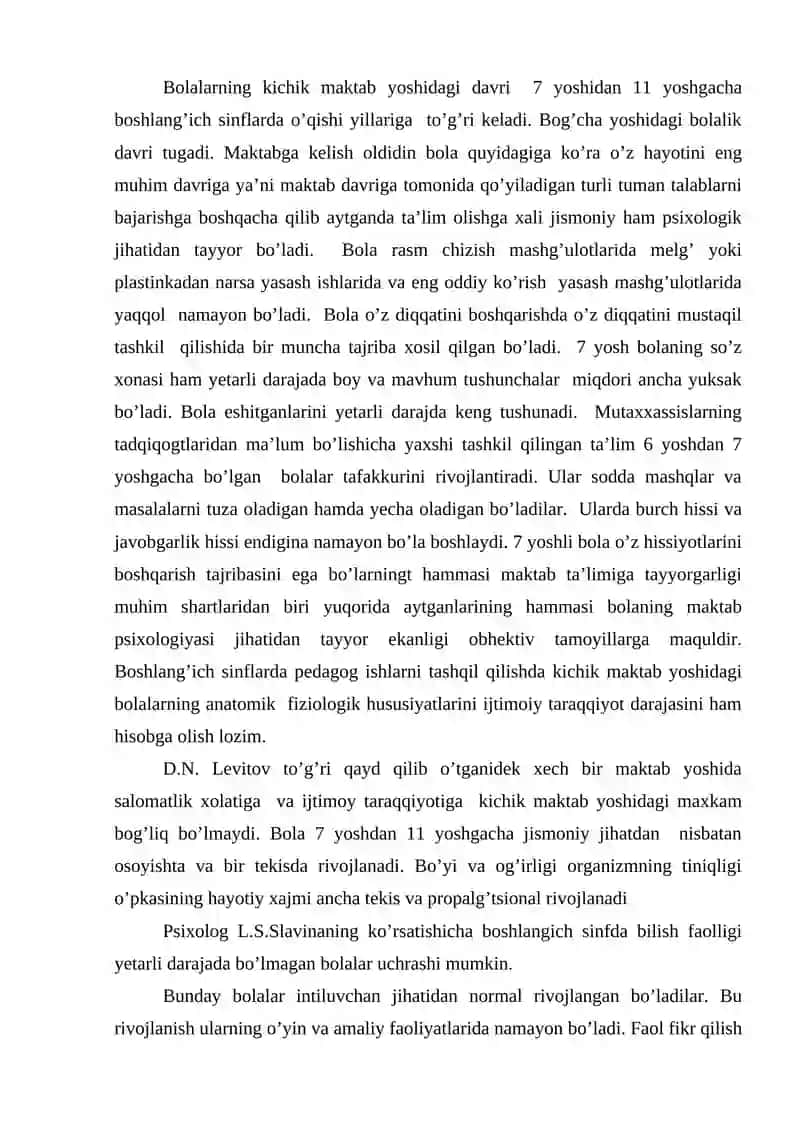Kichik maktab yoshidagi o’quvchilarning xotirasi 2