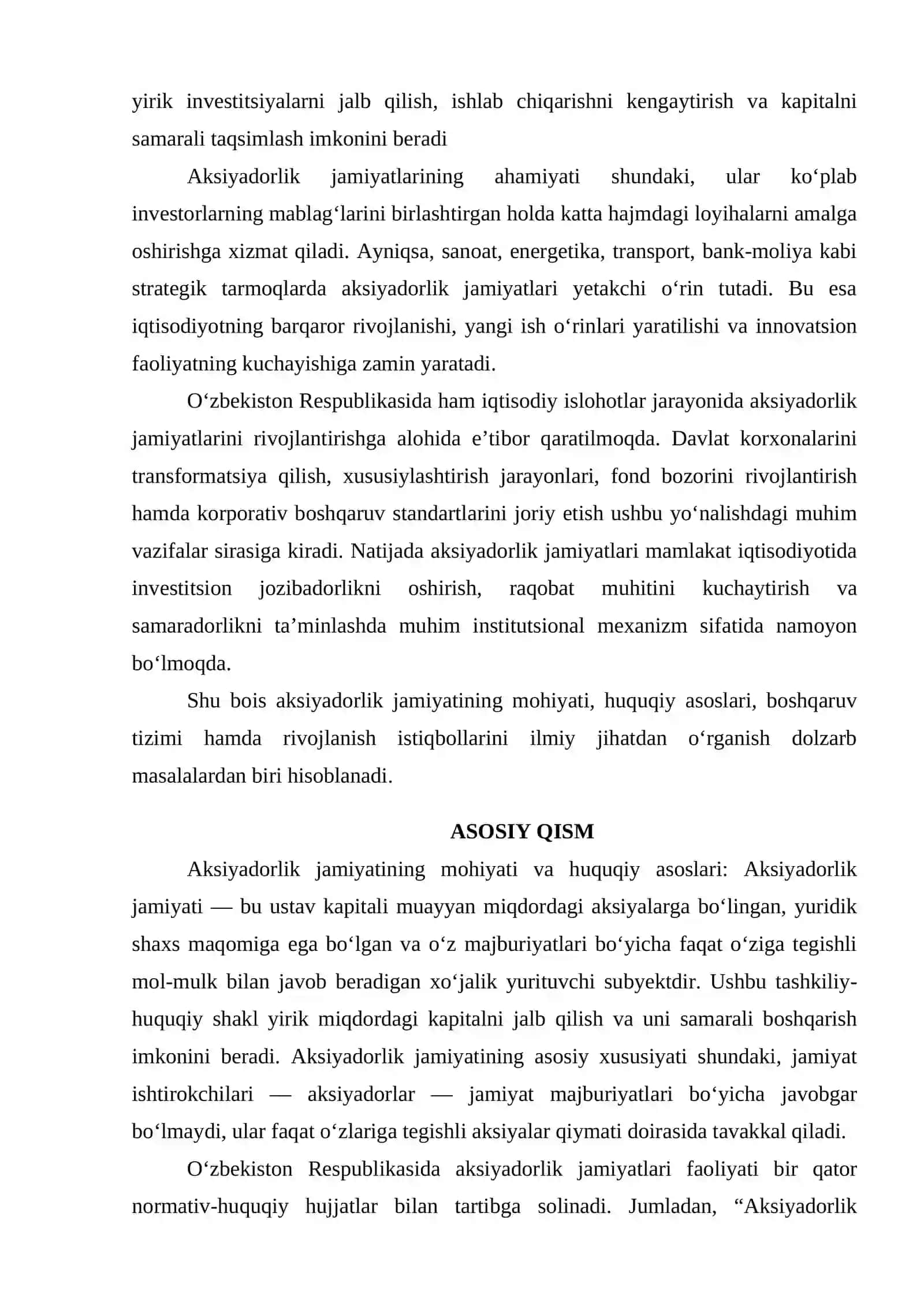 Aksiyadorlik jamiyatining iqtisodiy va huquqiy mohiyati 2