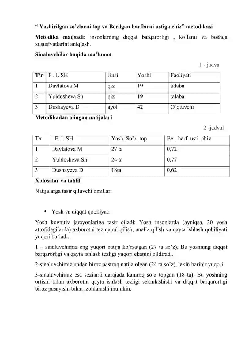 DIQQAT BARQARORLIGINI ANIQLASH 2
