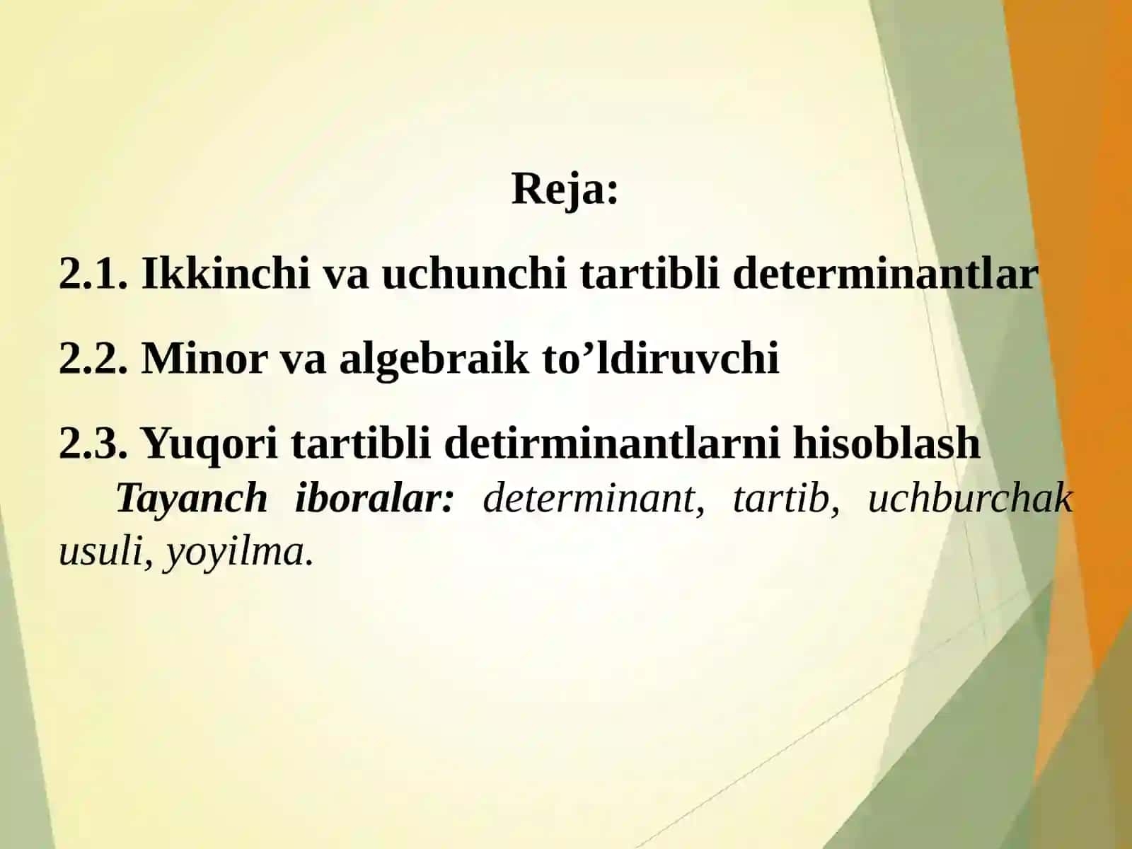 2 DETERMINANTLAR NAZARIYASI 2