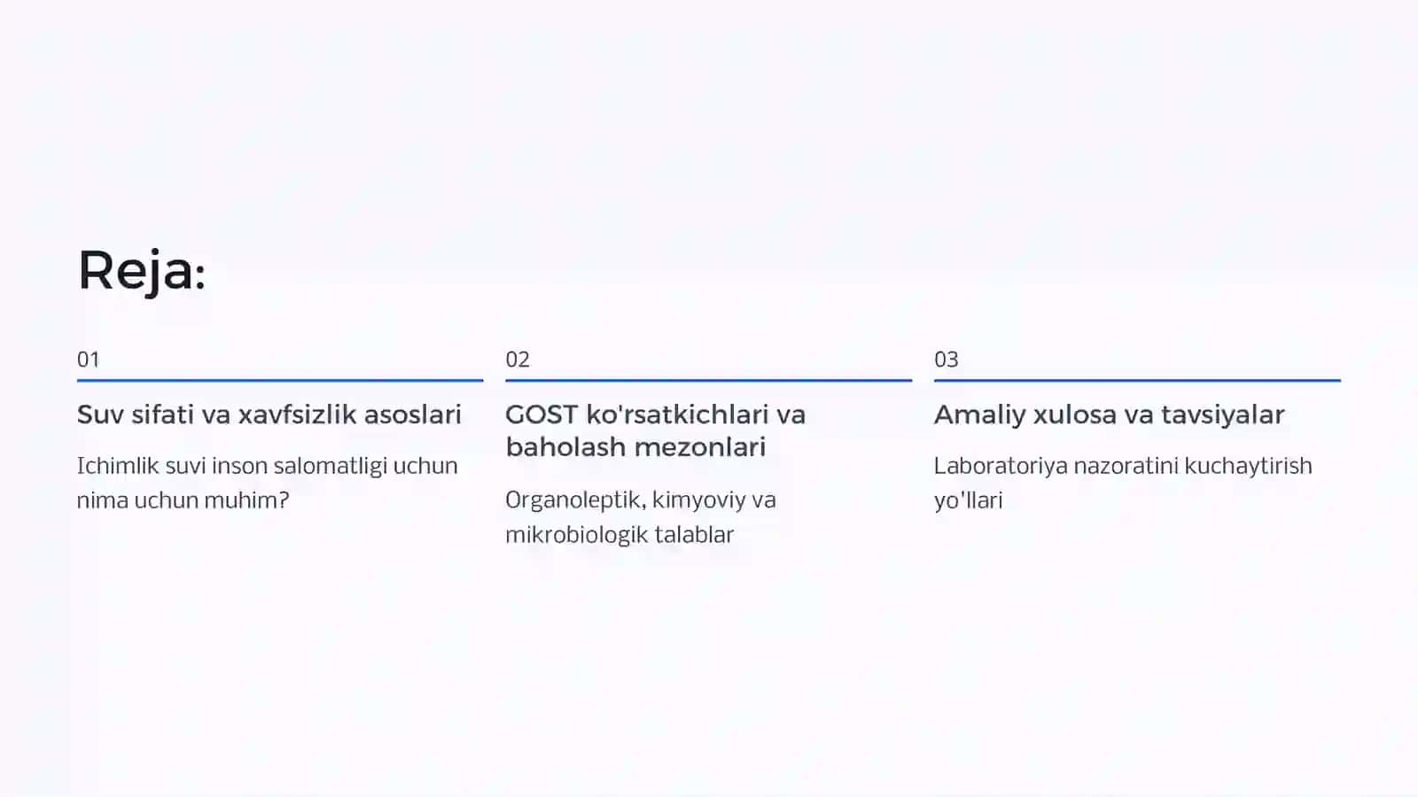 Ichimlik suvlari GOST talabnomasida baholash 2