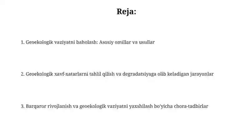 Geoekologik vaziyatnibaholashvaularniyaxshilash 2