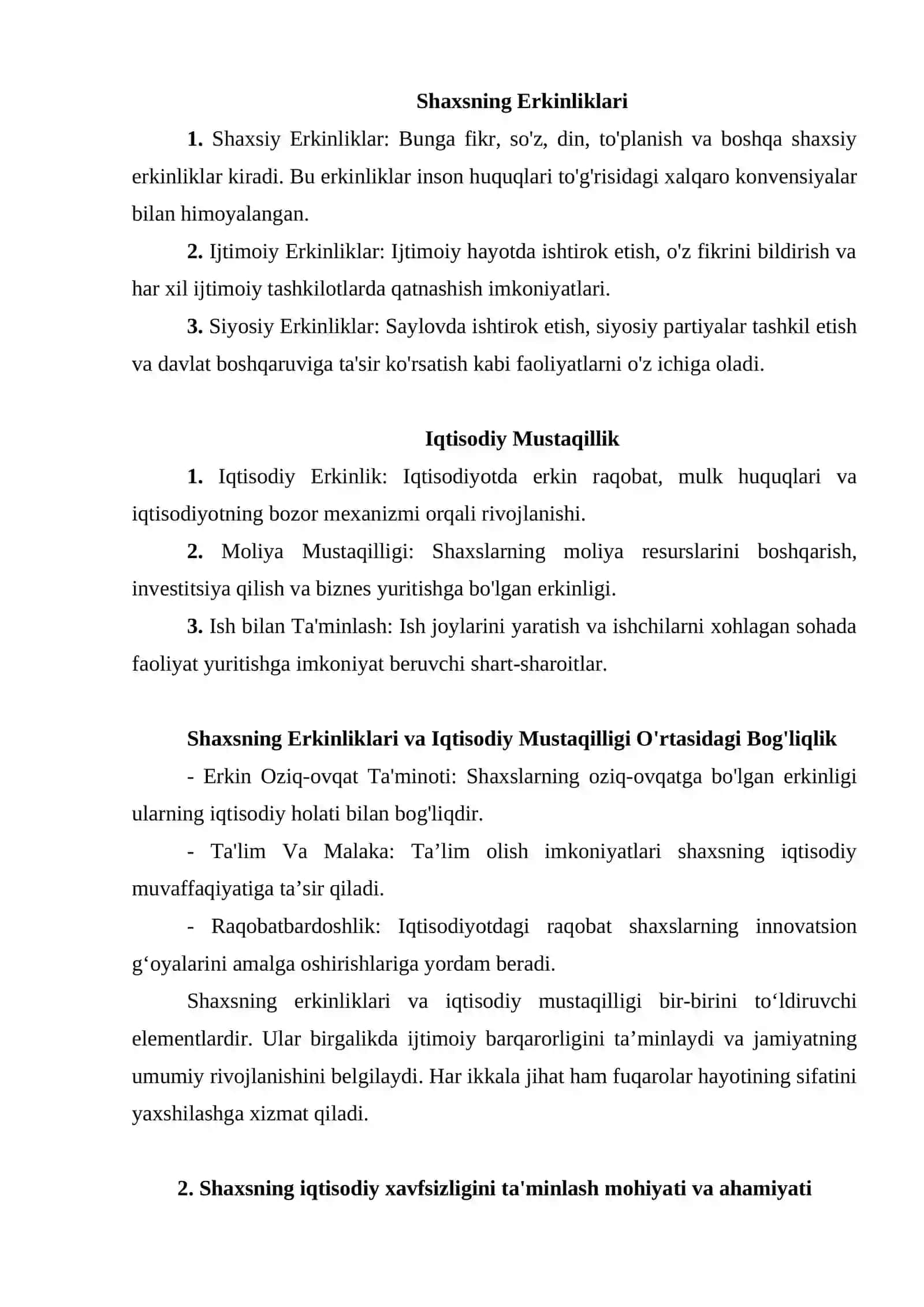 SHAXSNING IQTISODIY XAVFSIZLIGI 2