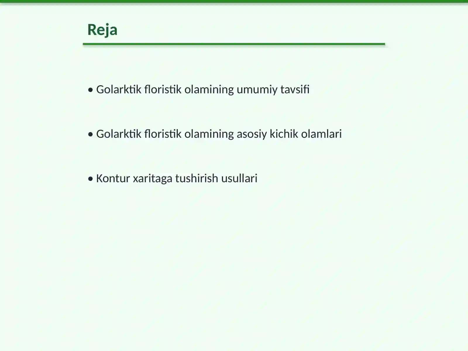 Golarktik floristik olami va uning kichik olamlarini kontur xaritaga tushuntirish 2