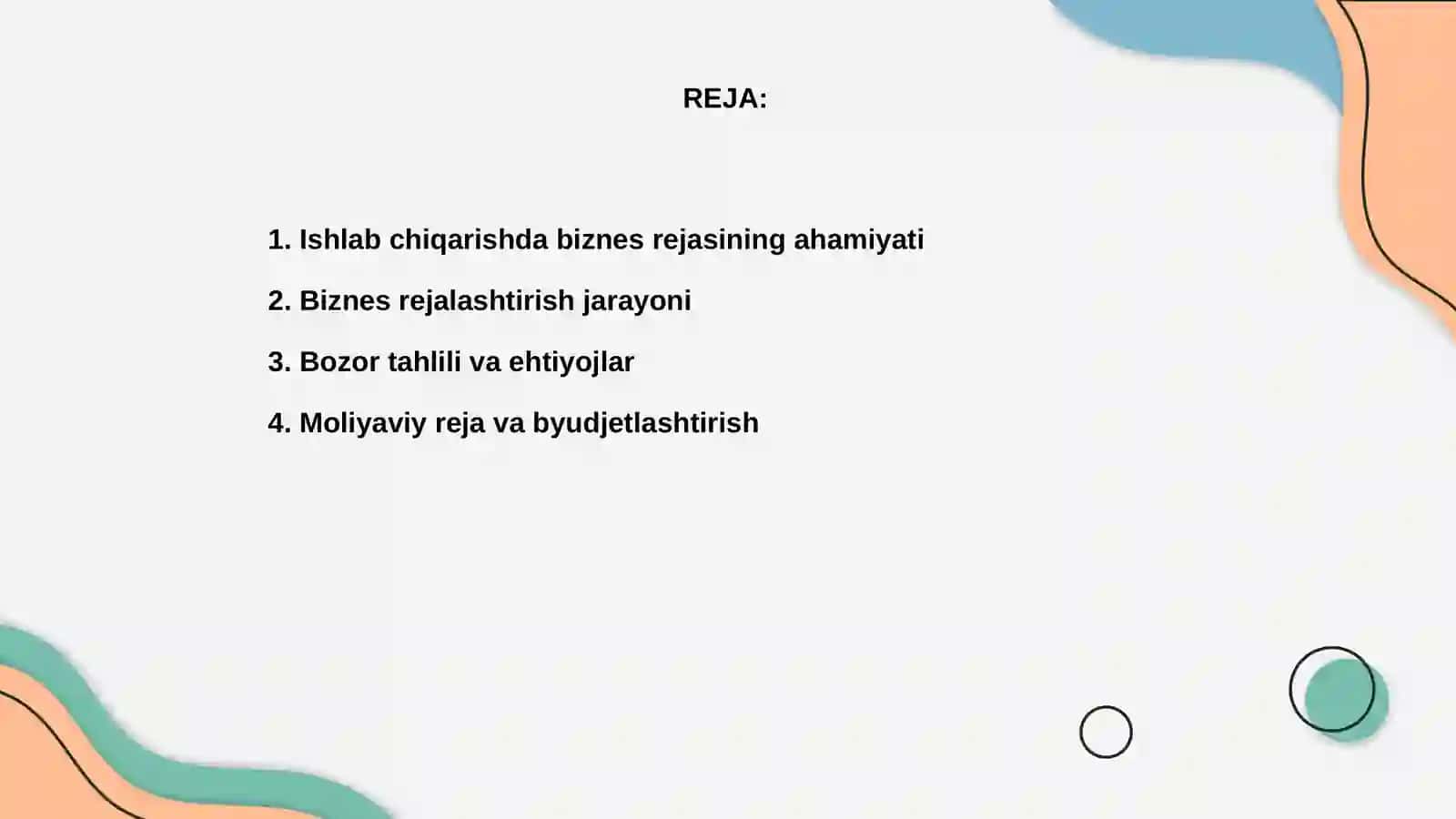 Ishlab chiqarishda biznes rejalashtirish asoslari 2