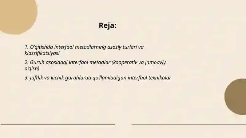 Oʻqitishda interfaol metodlar klassifikatsiyasi 2