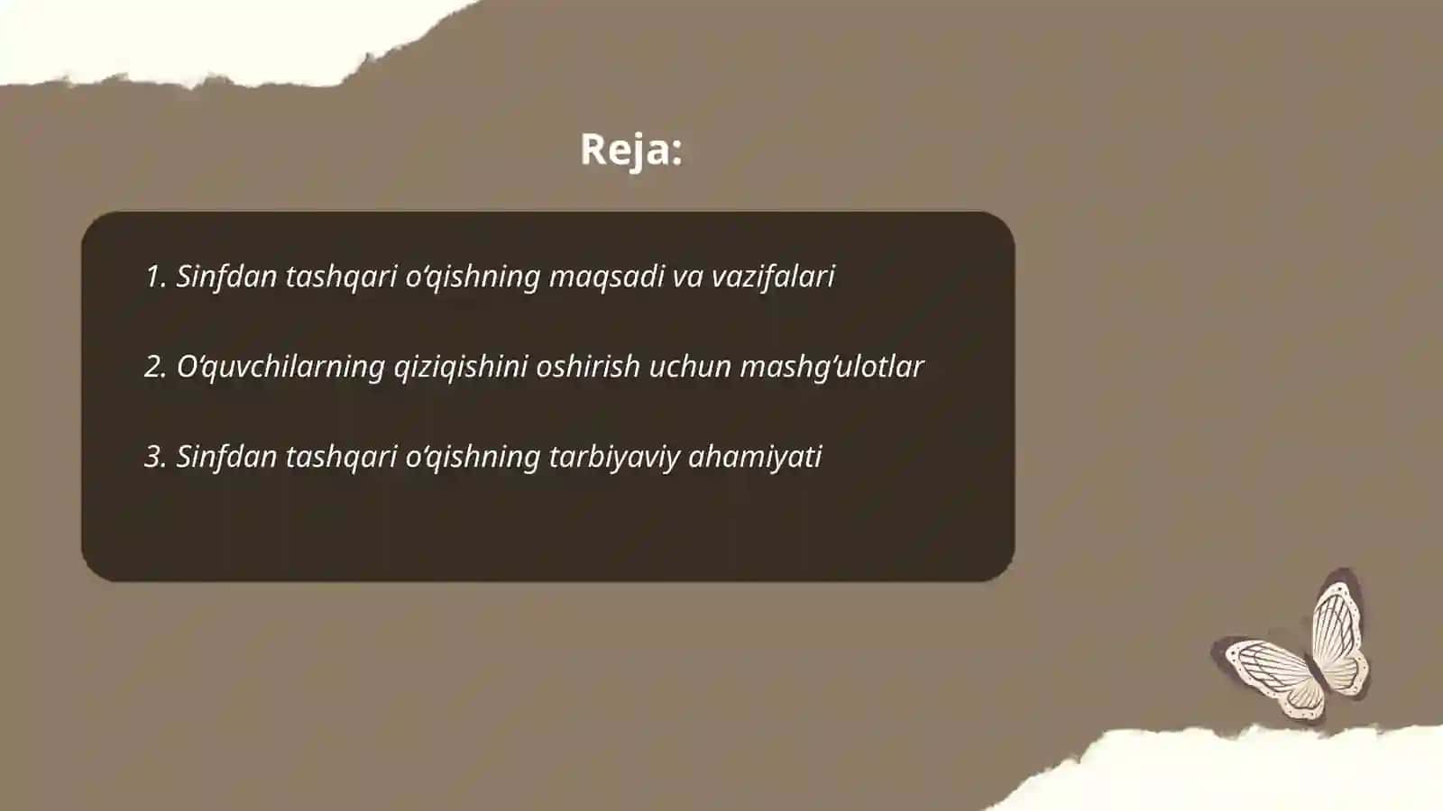 Sinfdan tashqari o'qish va uni tashkil etish 2