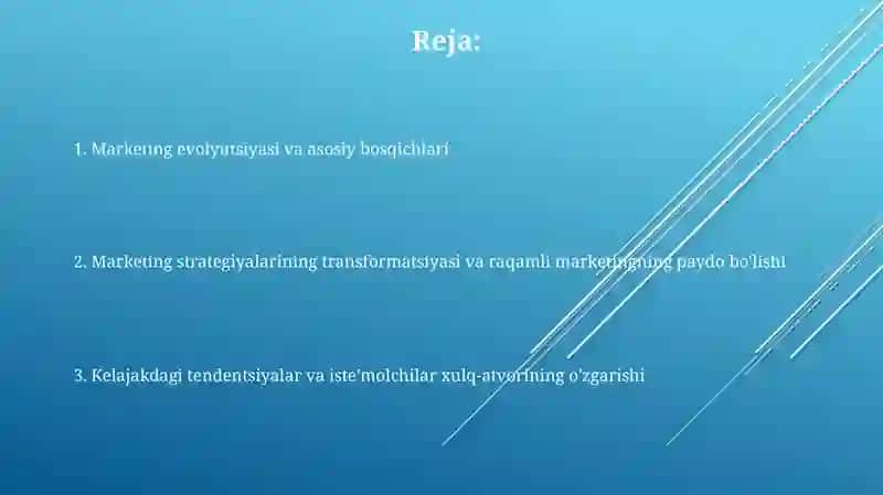 Marketing rivojlanishning asosiy bosqichlari ularning oziga xosligini 2