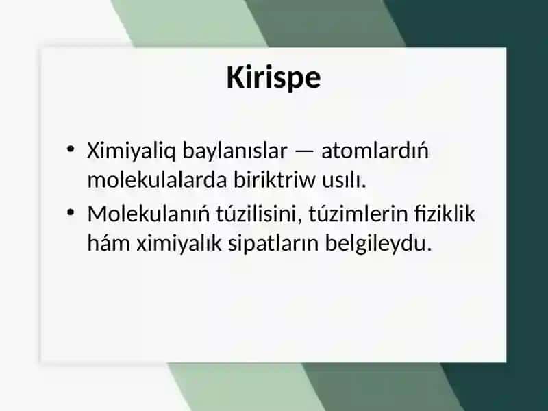 Ximiyaliq baylanislar 2