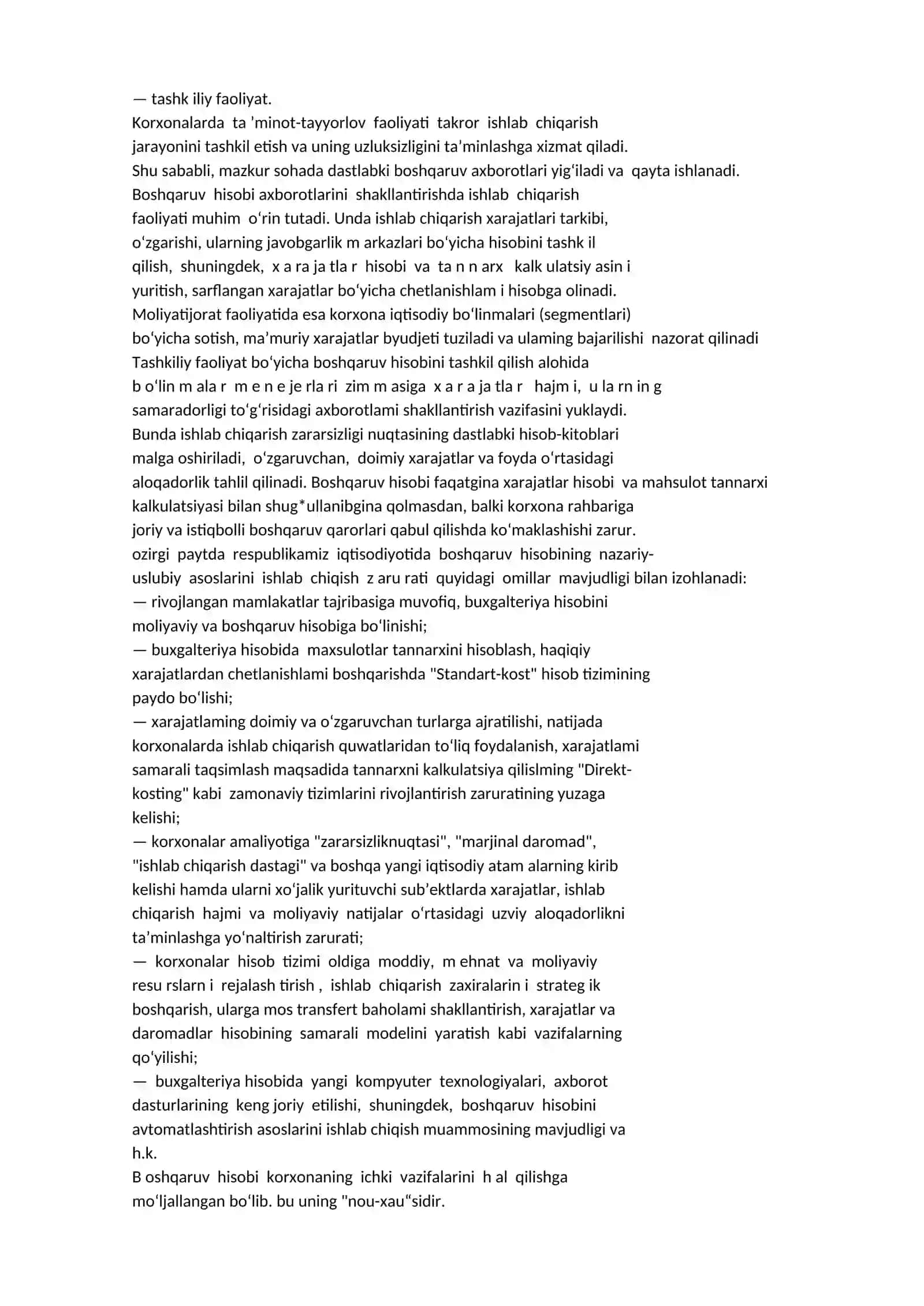 24-mavzu; Boshqaruv hisobining usullari. Boshqaruv hisobini tashkil etishning xuquqiy asoslari. Korxonaning hisob siyosati 2