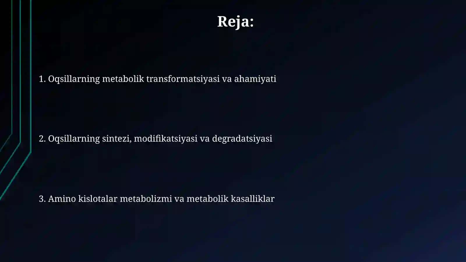 Odam organizmda oqsillarning biokimyoviy o’zgarishi 2