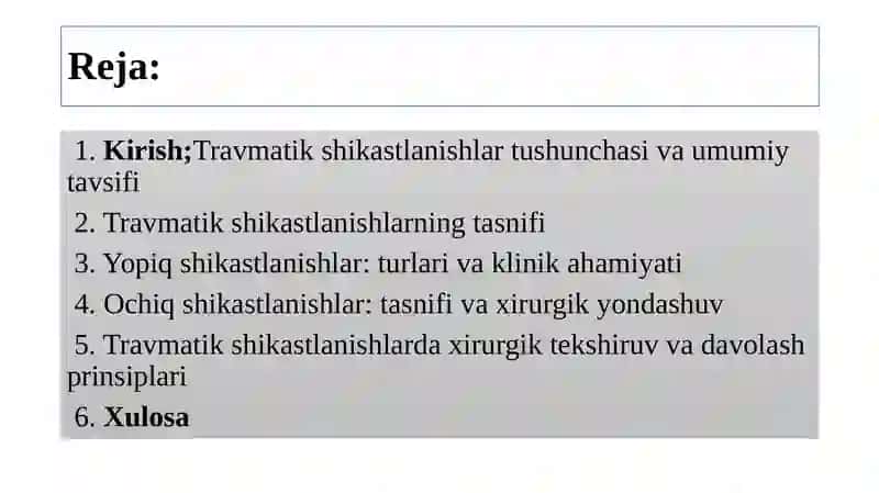 Travmatik shikastlanish asoslari 2