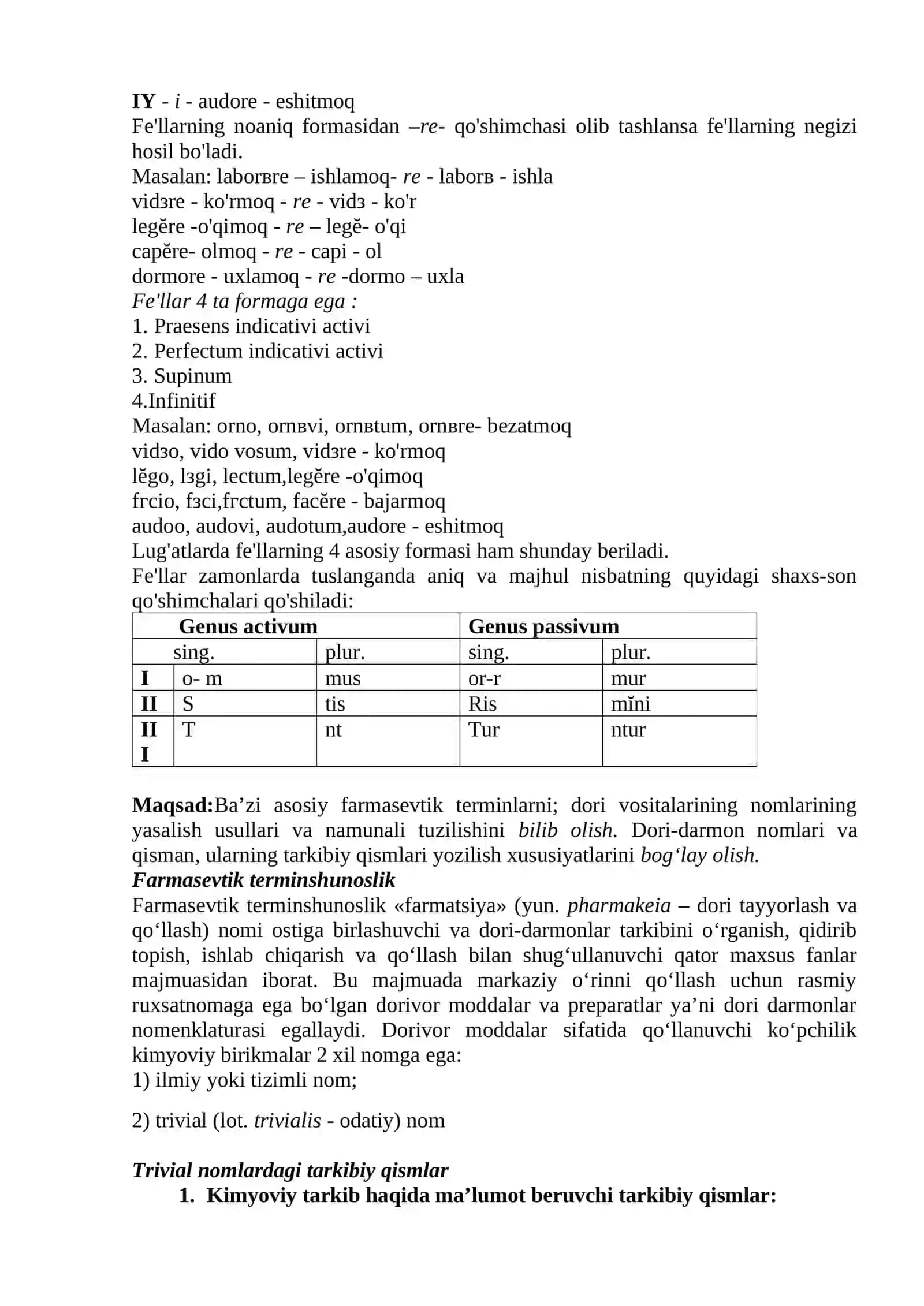 6-mavzu. Fe’l. Retsepturada qo‘llaniluvchi fe’llar. Retseptura. Retseptning tuzilishi, shakli va lotincha qismi 2