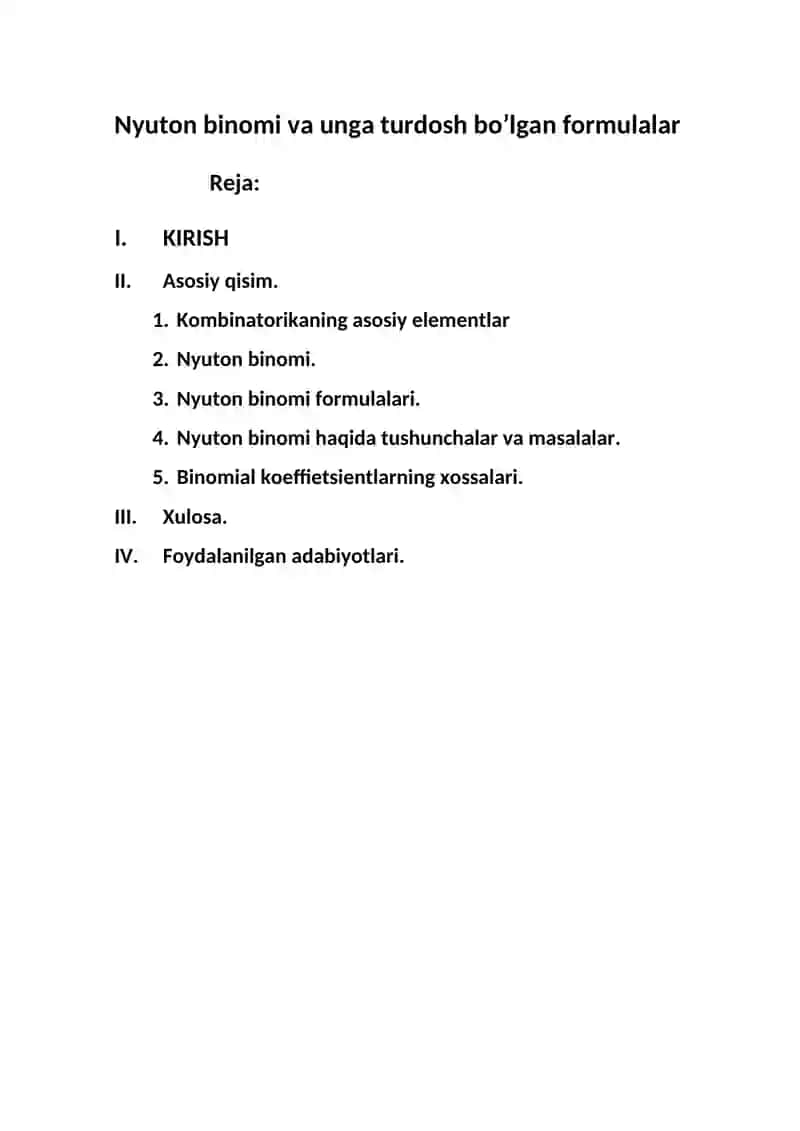 Nyuton binomi va unga turdosh bo’lgan formulalar 2