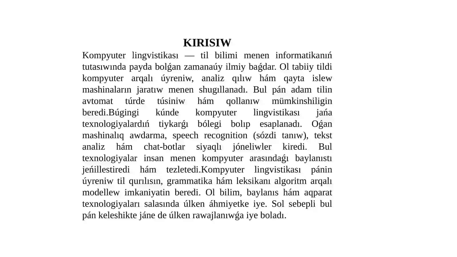 KOMPYUTER LINGVISTIKASÍNA KIRISIW” 2