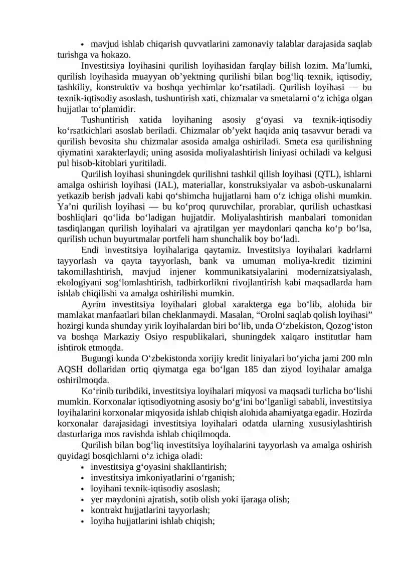 Investitsiya loyihalari va investitsiya dasturlari 2
