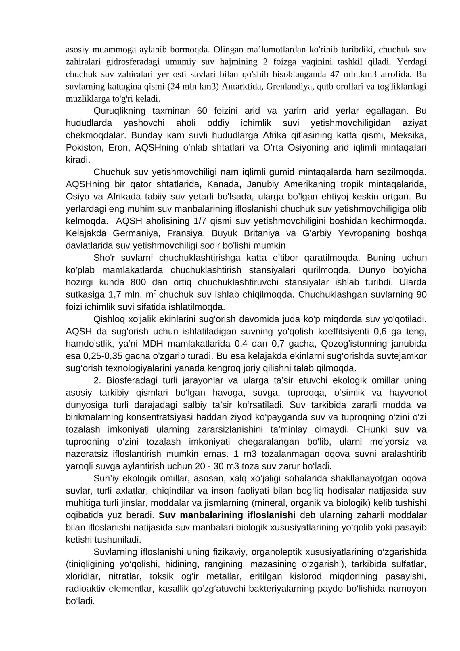Suv resurslaridan foydalanish va ularni muhofaza qilish 2
