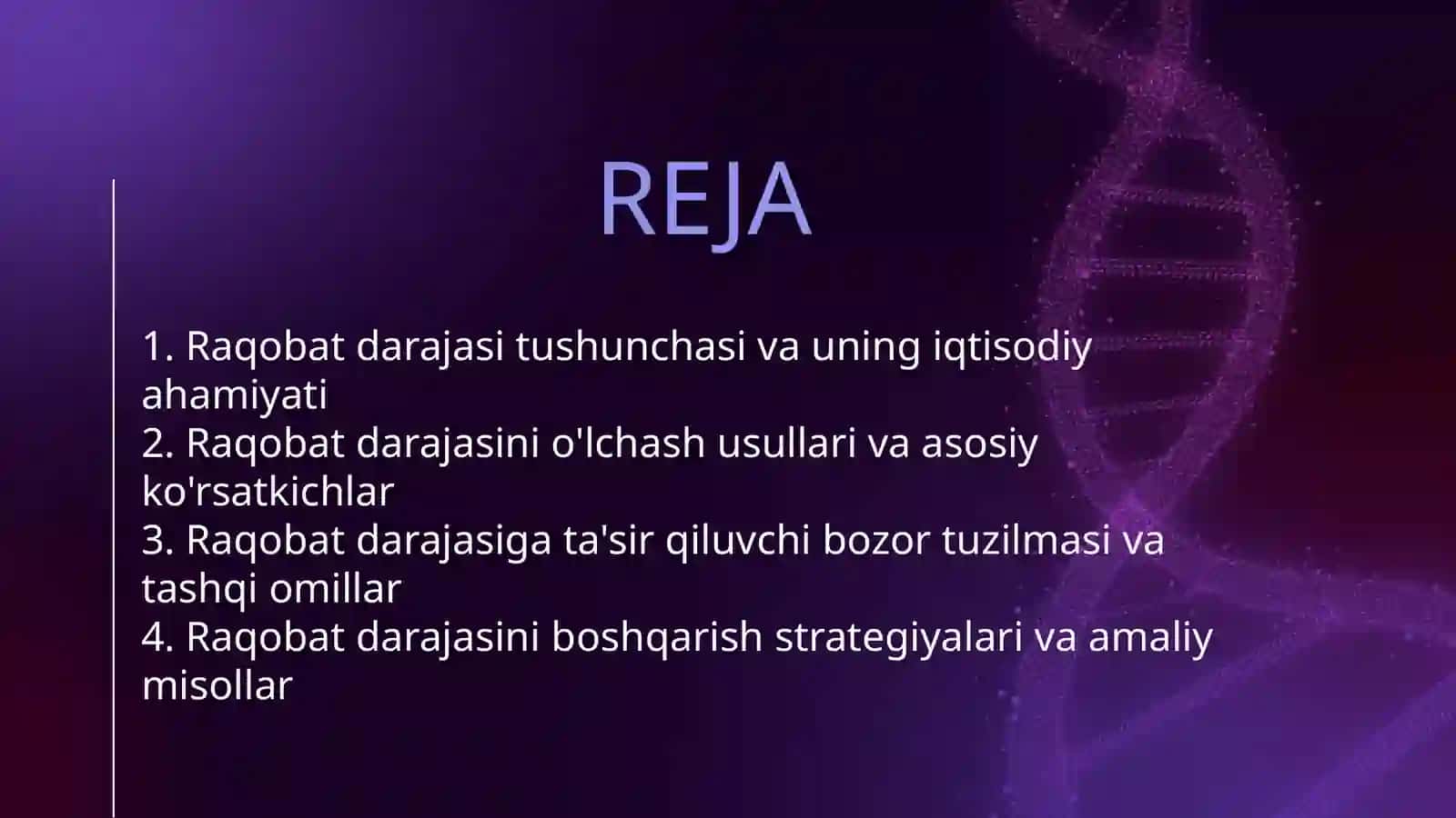 RAQOBAT DAEAJASI KO'RSATKICHLARI VA ULARNI ANIQLOVCHI OMILLAR 2