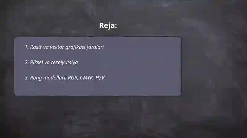 Grafik ma'lumotlarni kodlash 2