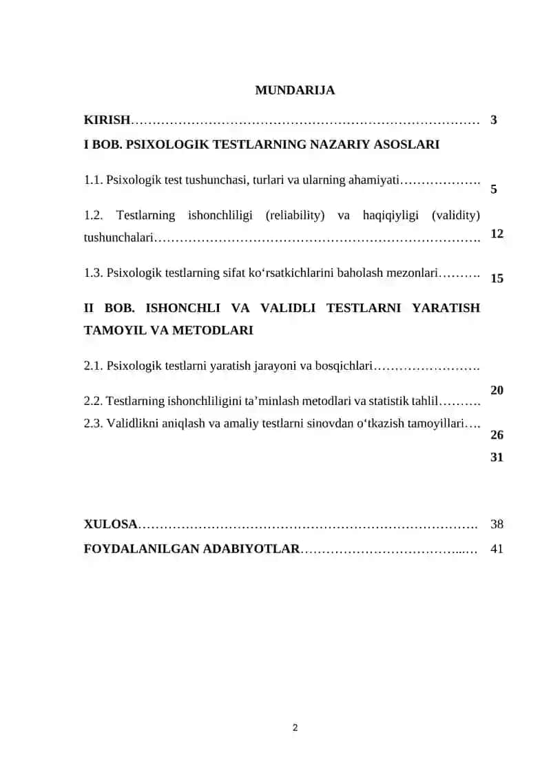 Ishonchli validli testlarni yaratish tamoyil va metodlari 2
