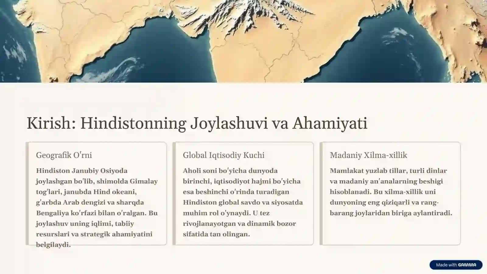 Hindiston Iqtisodiy Geografik va Turistik Tavsifi 2