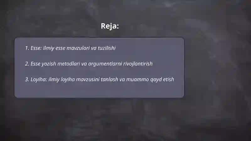 Esse yozish metodlari va argumentlarni rivojlantirish 2