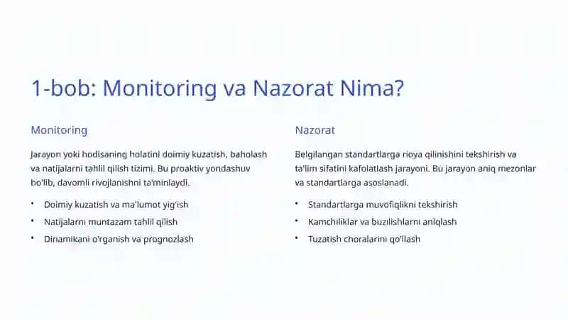 Ta'limda Monitoring va Nazorat: Sifatni Ta'minlash Asoslari 2