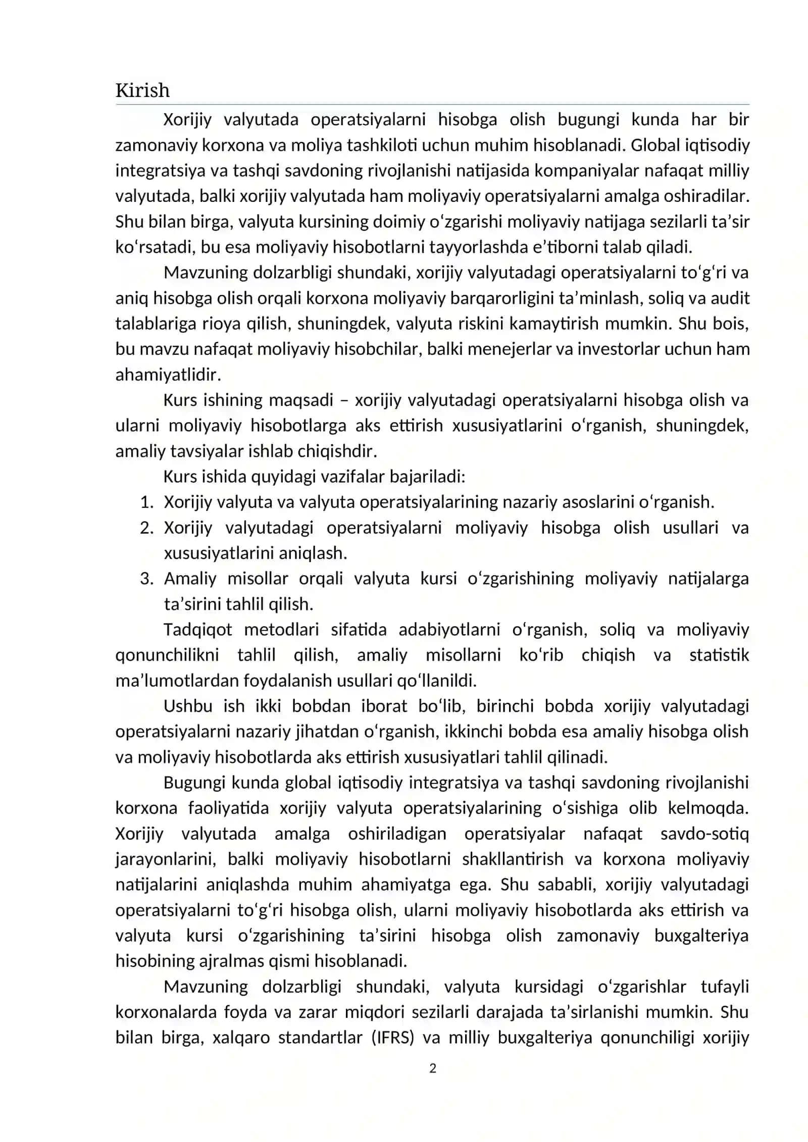 Xorijiy valyutadagi operatsiyalarni hisobga olish va moliyaviy hisobga aks ettirishning xususiyatlari 2