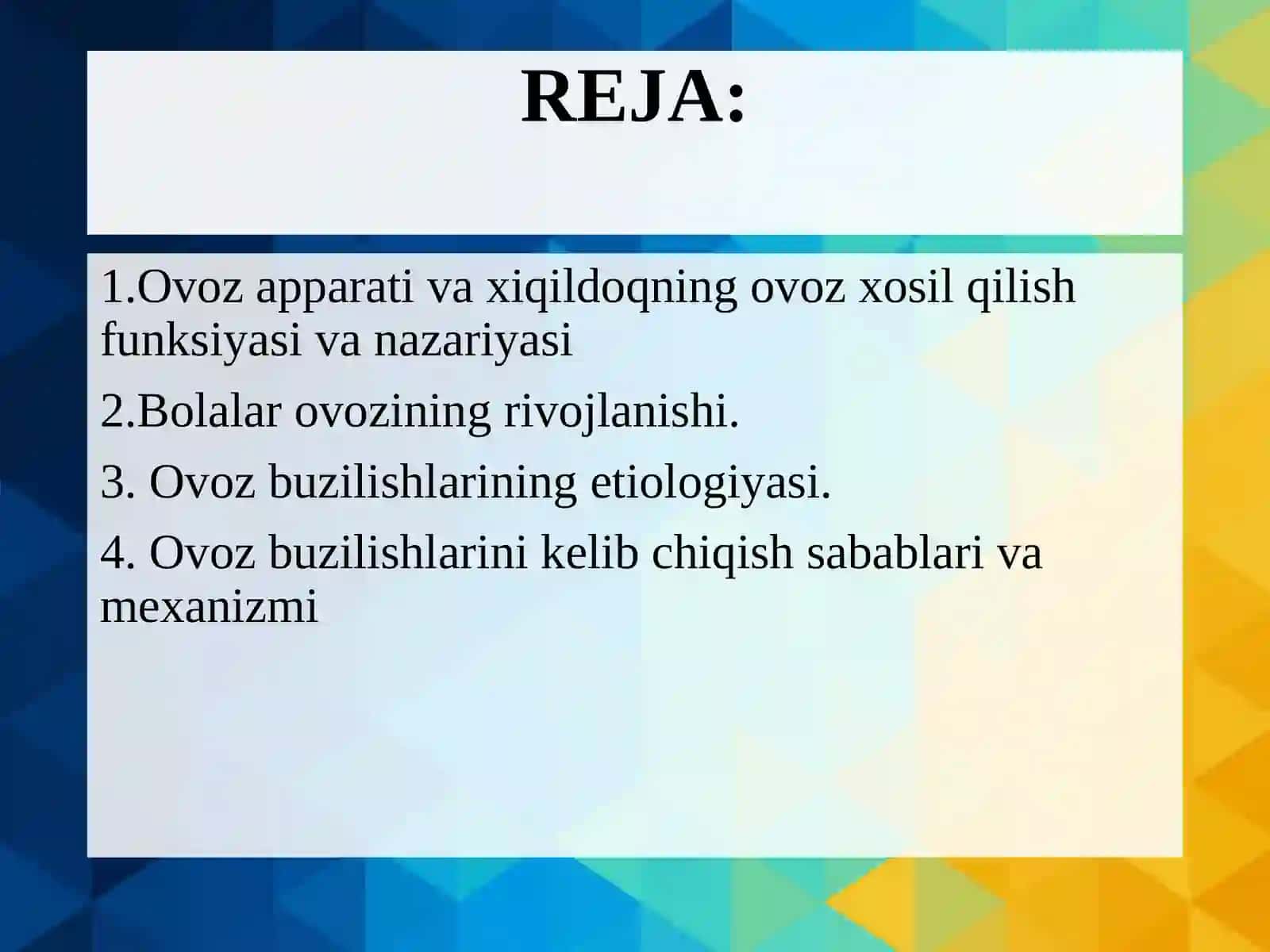 Ovoz buzilishlari, uning sabablari va mexanizmi 2