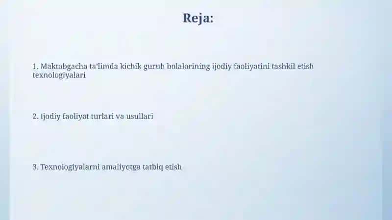 Bolalar ijodiy faoliyatini tashkil etish texnologiyasi 2