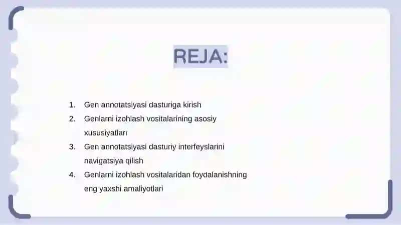 Genlarni annotatsiyalash dasturlari bilan tanishish 2