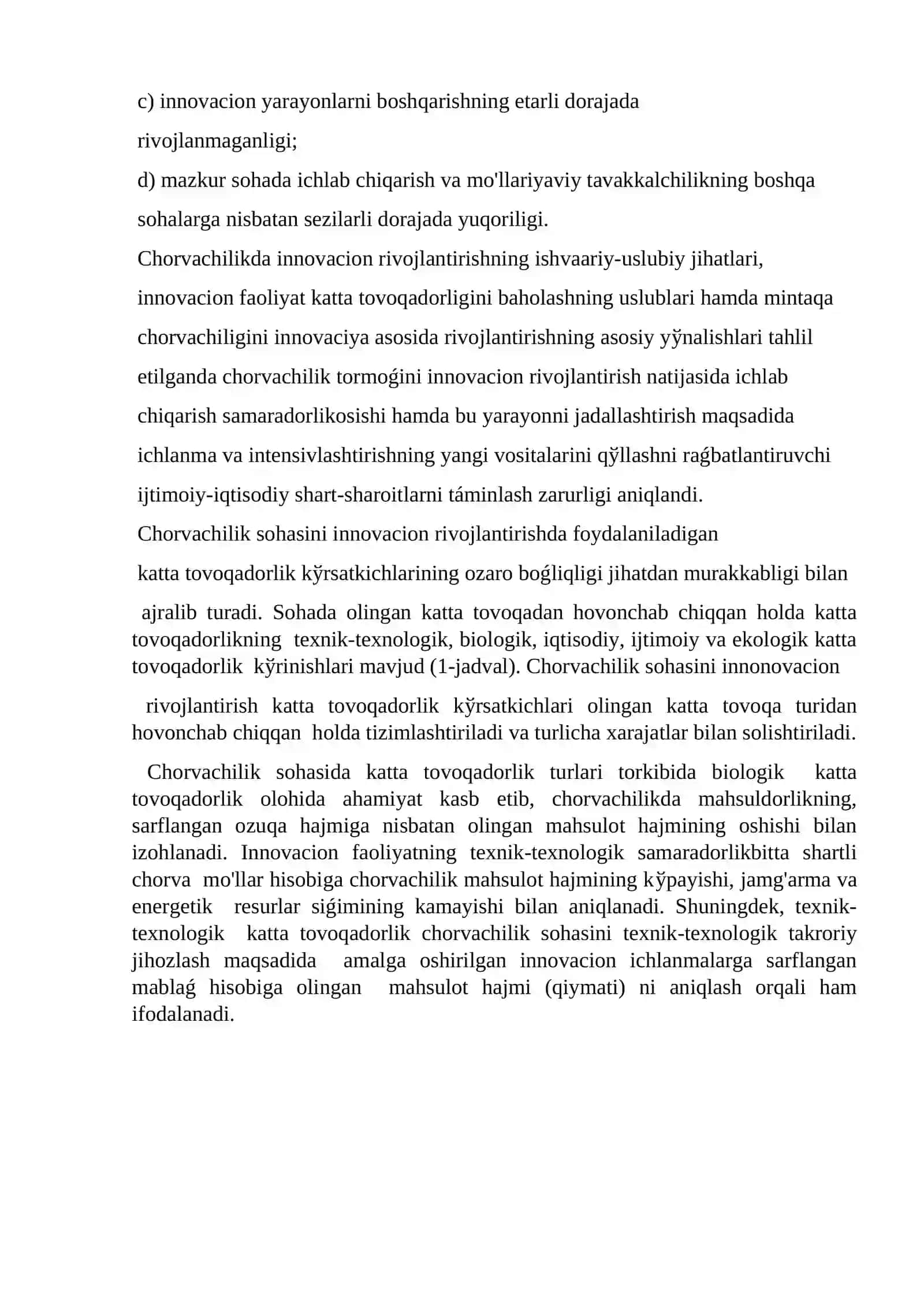 Chorvachilik majmualari moddiy-texnik va innovaciallıq ta'minlash 2