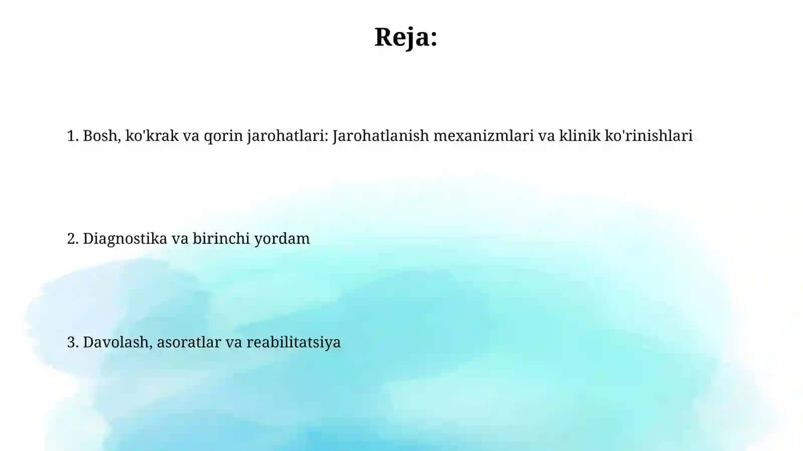 Bosh, koʻkrak qafas va qorin shikastlari 2