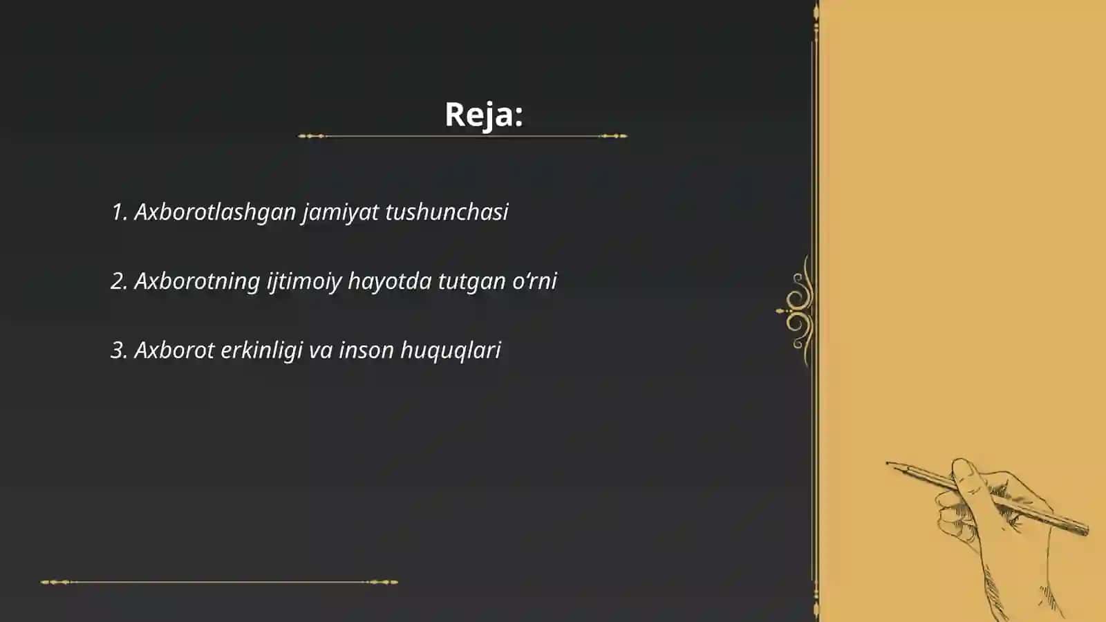 Axborotlashgan jamiyatda axborotning oʻrni hamda erkinligi 2