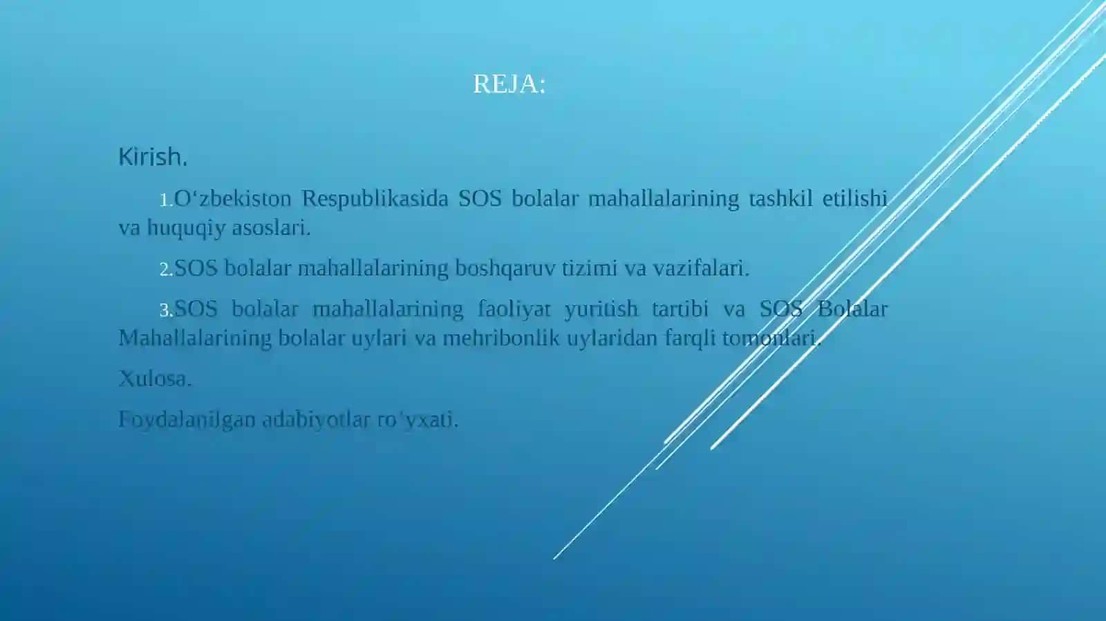 O'zbekiston Respublikasida faoliyat yuritayotgan SOS bolalar mahallalarining tashkiliy tuzilmasi va faoliyat yuritish tartibi 2