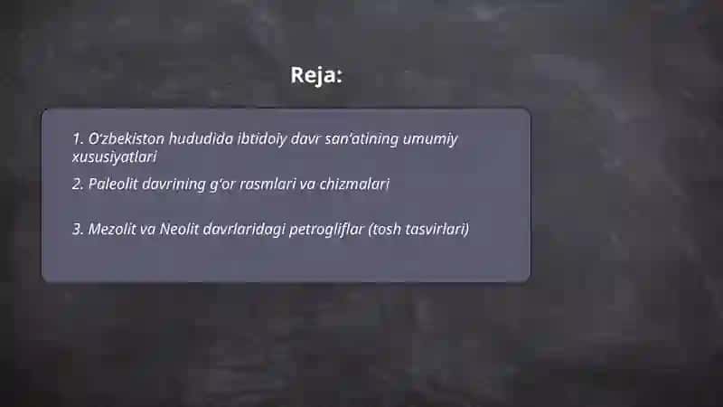 Oʻzbekiston hududida ibtidoiy davr sanʼati 2