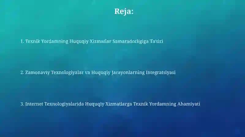 Internet texnologiyalarida yuridik xizmatlarning texnik taminoti 2